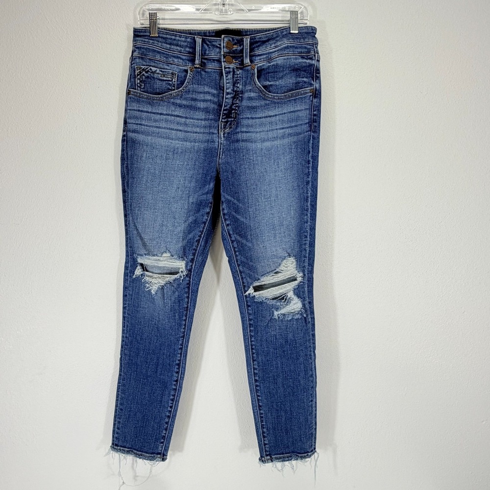 Buckle Black Fit No. 35 Ankle Skinny Distressed High Rise Raw Hem Jeans 31X27